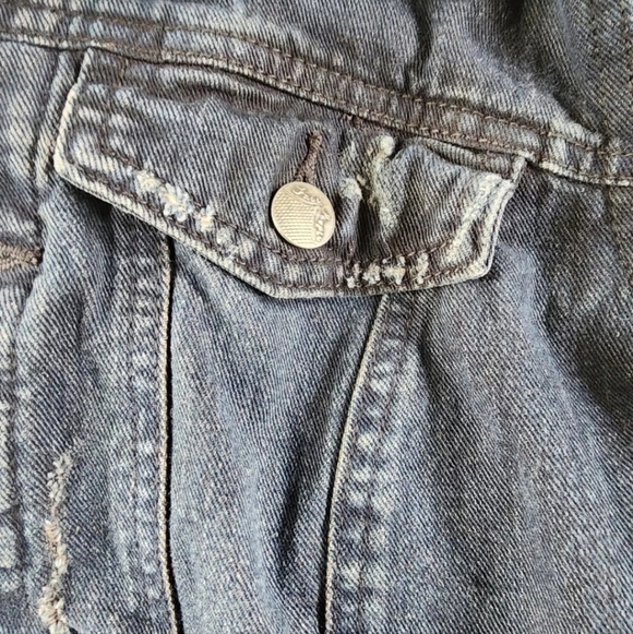 Free People Denim Jacket with Gray Sleeves - Picture 4 of 7